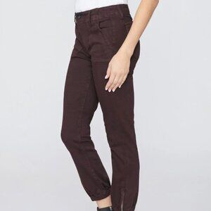 PAIGE Mayslie Cropped Jogger Pant in Vintage Black Cherry Burgundy